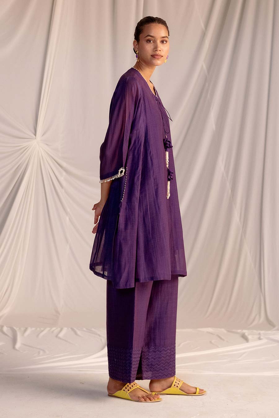 Purple Embellished Tunic & Pant Set