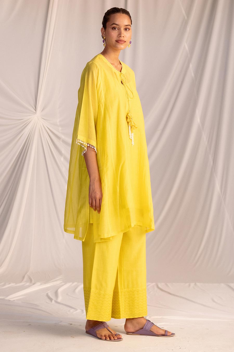 Lime Yellow Embroidered Kurta & Pant Set