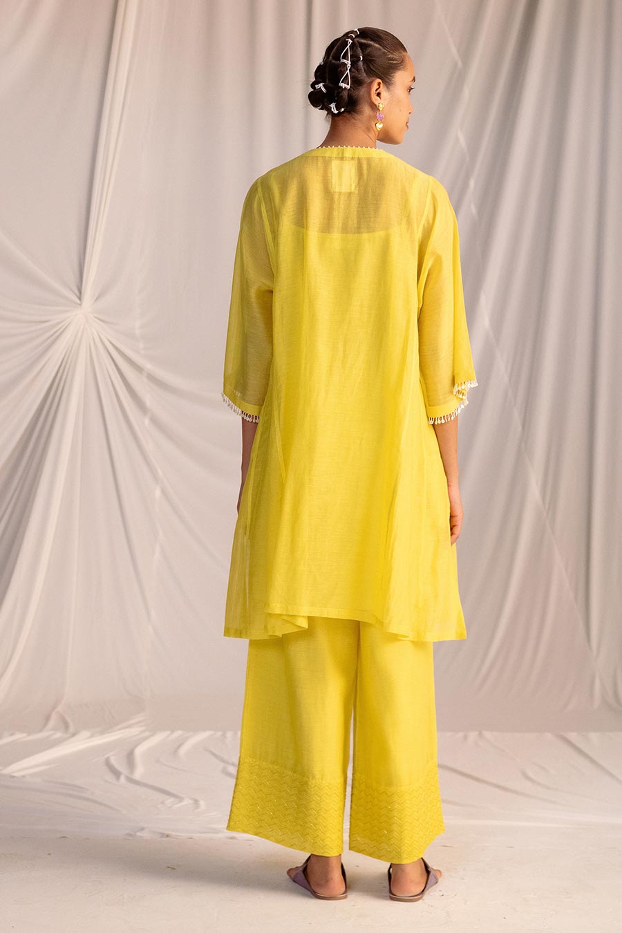 Lime Yellow Embroidered Kurta & Pant Set