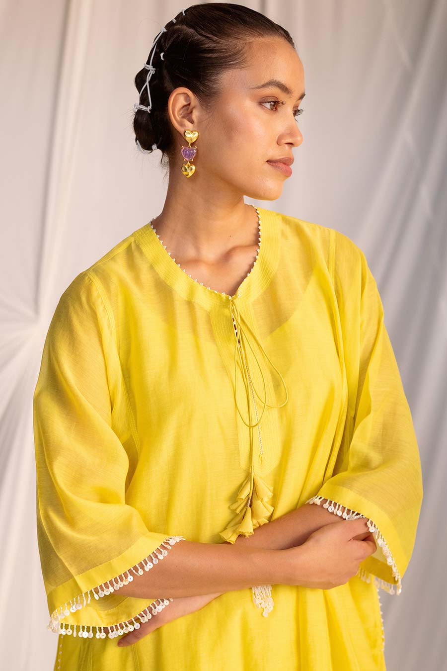 Lime Yellow Embroidered Kurta & Pant Set