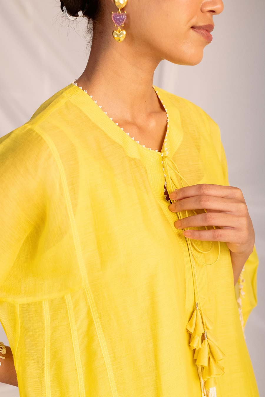 Lime Yellow Embroidered Kurta & Pant Set