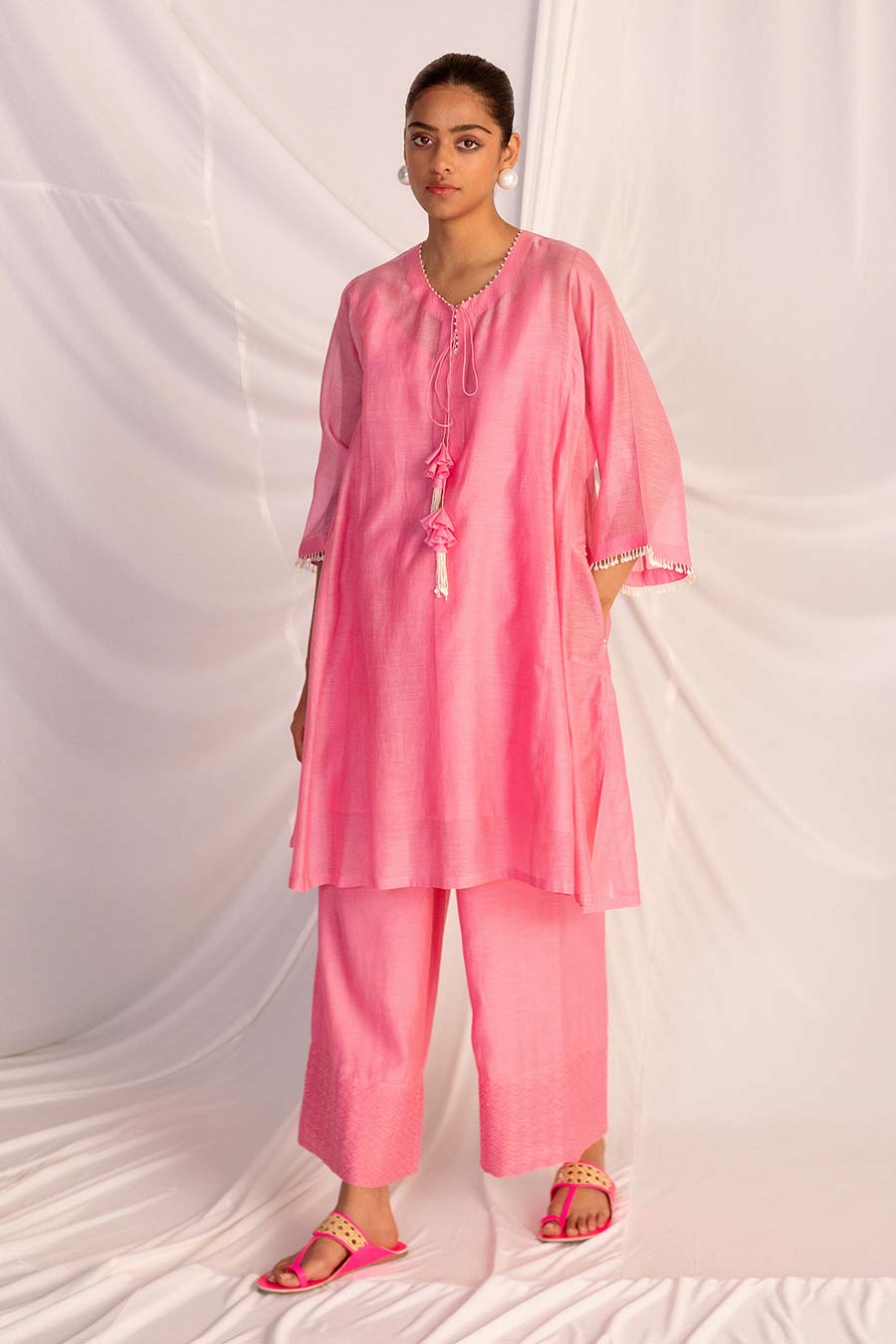 Pink Embellished Tunic & Pant Set