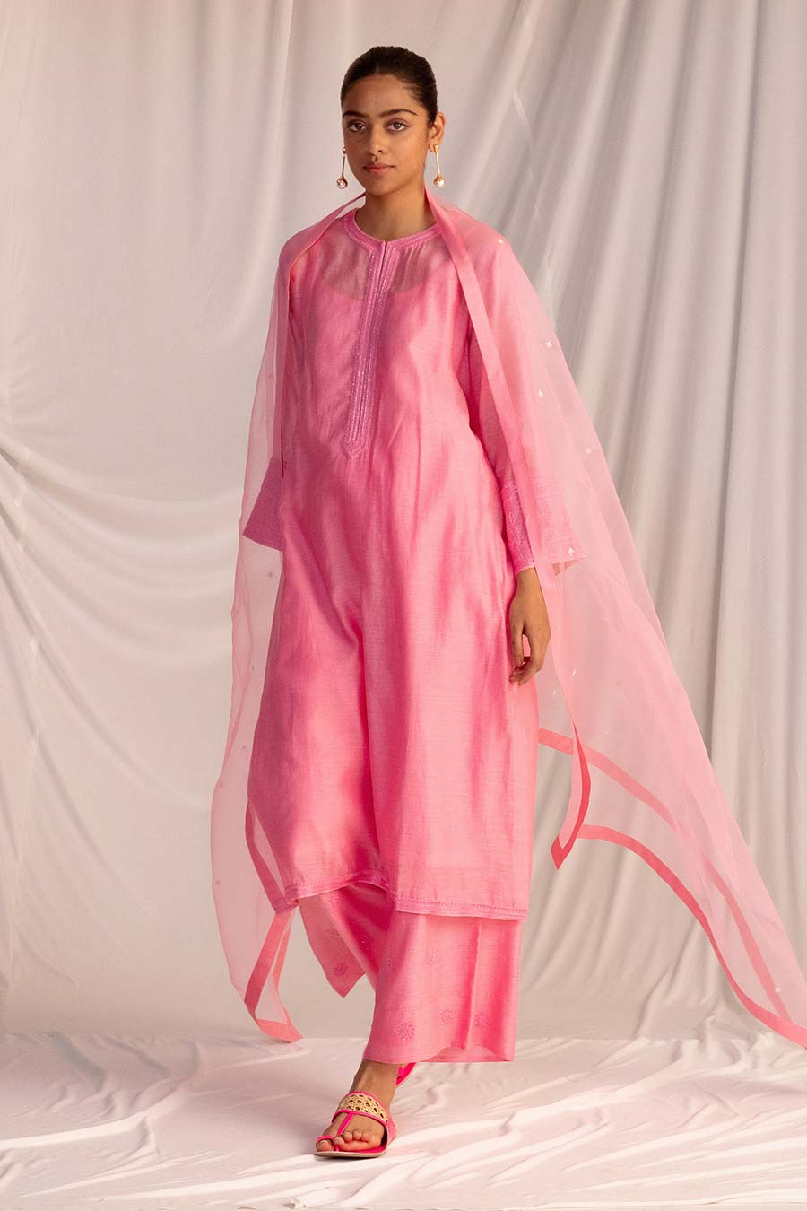 Pink Embroidered Kurta & Pant Set