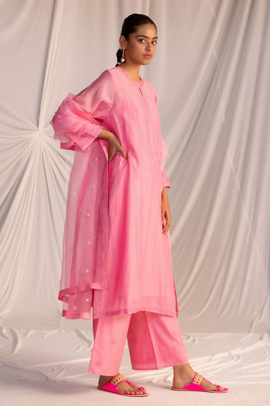 Pink Embroidered Kurta & Pant Set