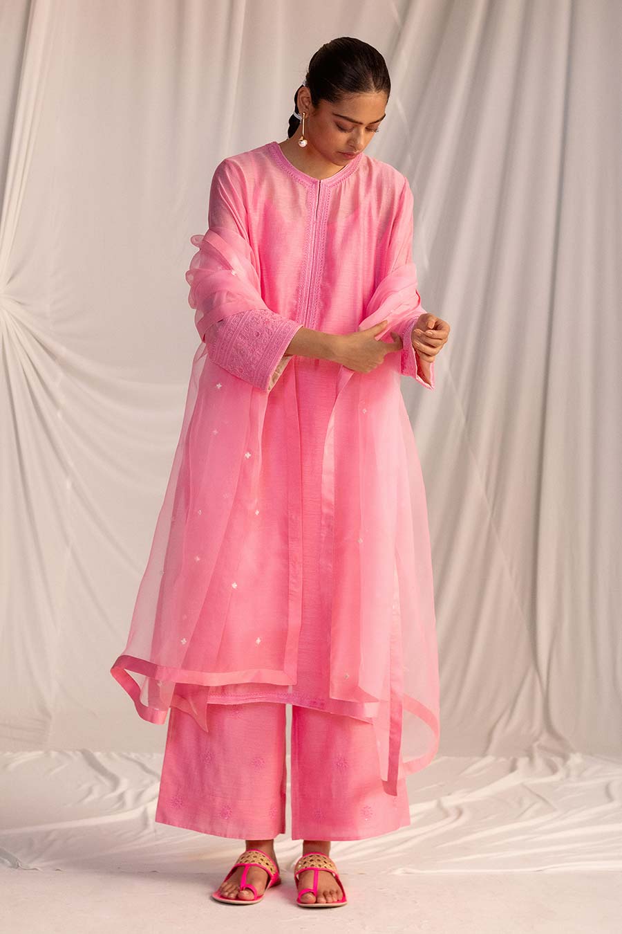 Pink Embroidered Kurta & Pant Set