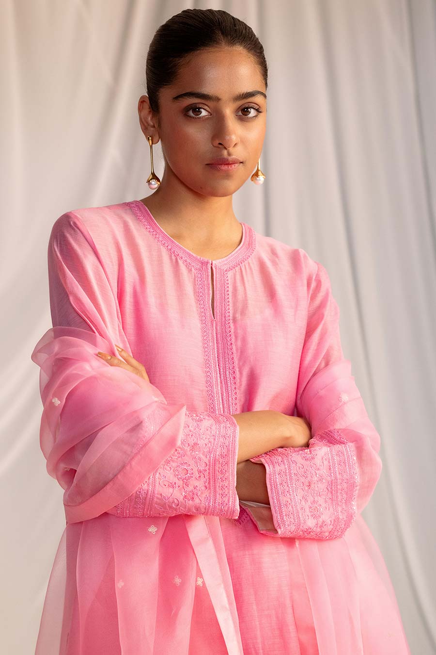 Pink Embroidered Kurta & Pant Set