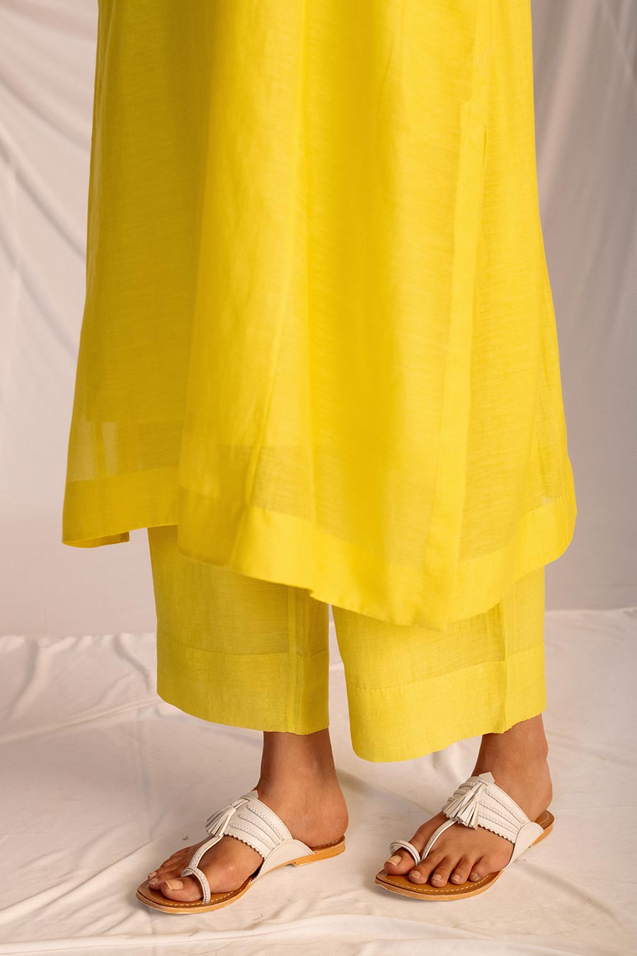 Lime Yellow Embroidered Kurta & Pant Set