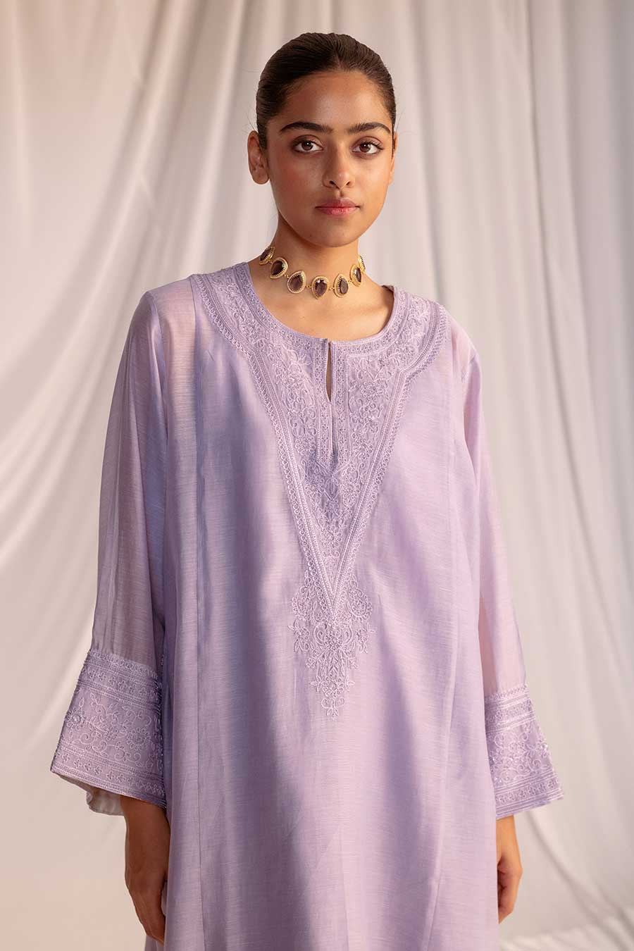 Violet Embroidered Kurta & Pant Set
