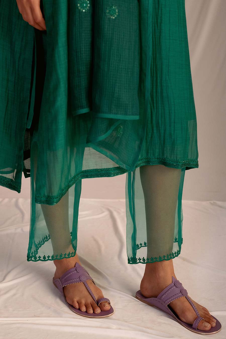 Green Embroidered Kurta & Pant Set