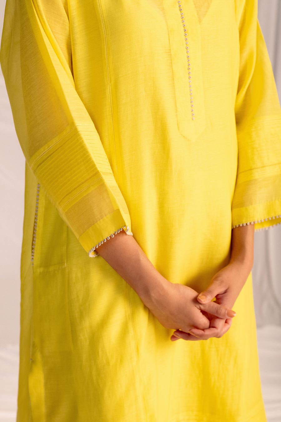 Lime Yellow Pintuck Kurta & Pant Set