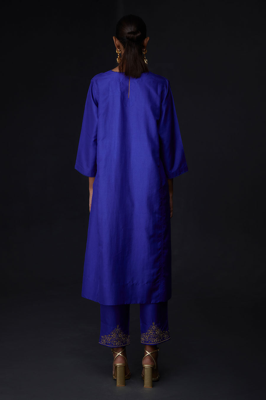Persian Blue Embroidered Pocket Kurta & Pant Set