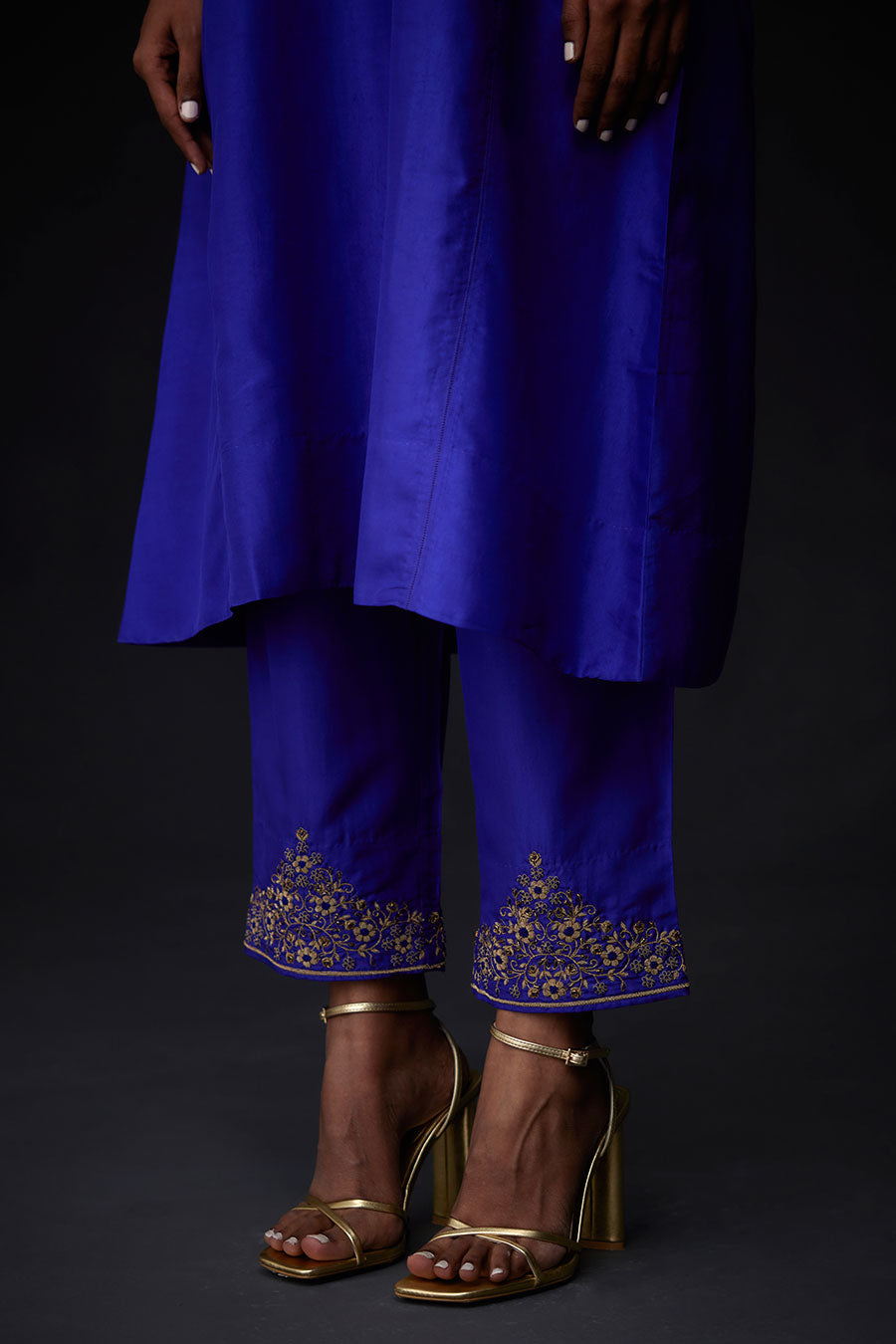 Persian Blue Embroidered Pocket Kurta & Pant Set