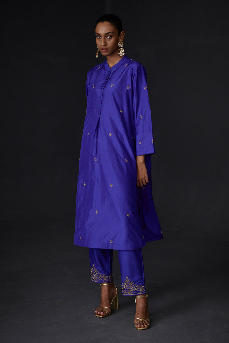 Persian Blue Embroidered Kurta & Pant Set