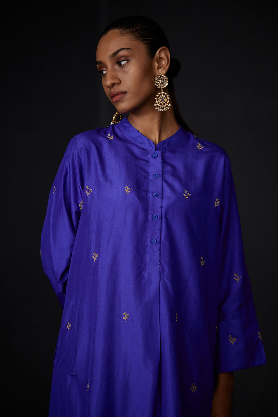 Persian Blue Embroidered Kurta & Pant Set