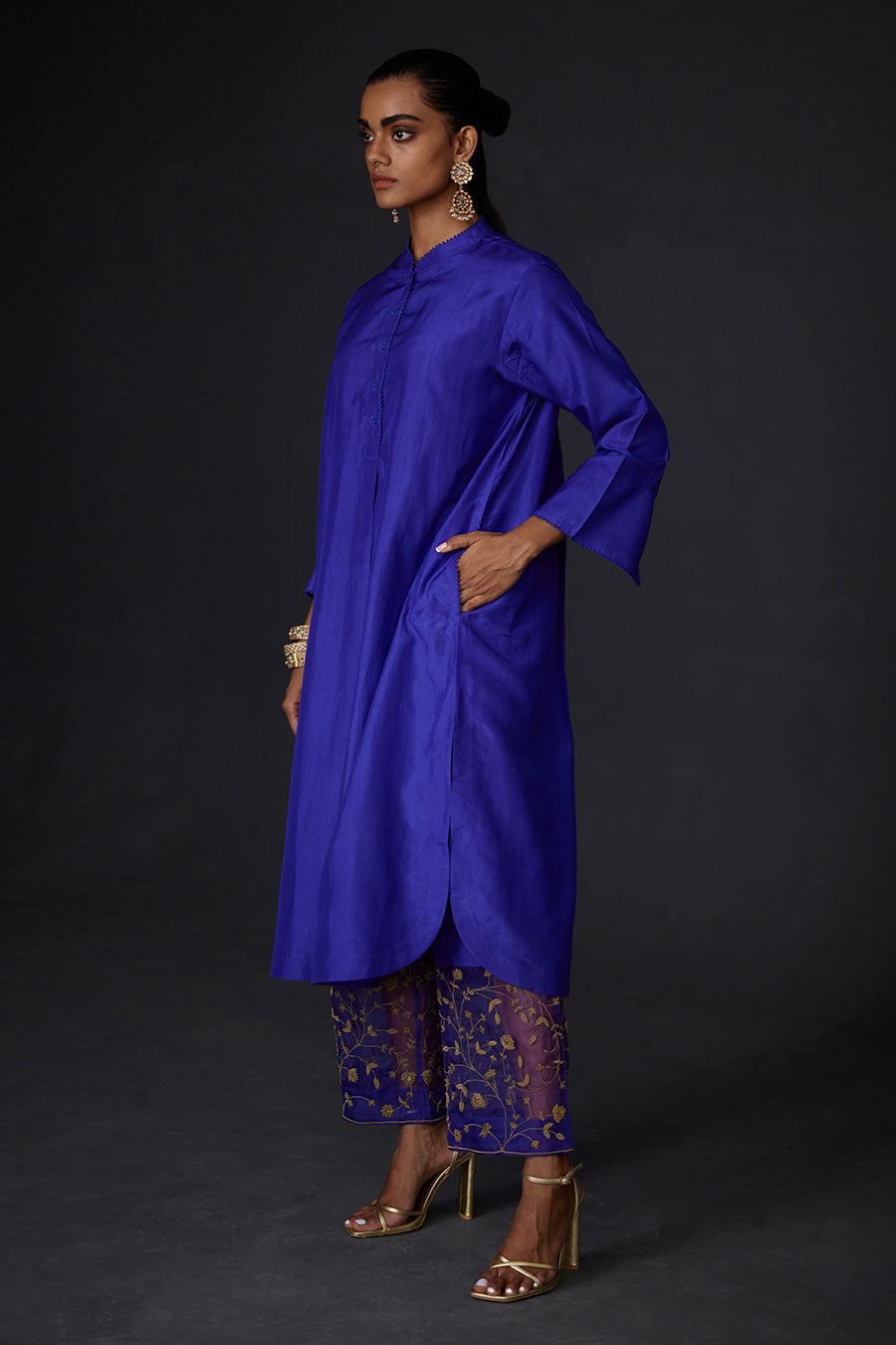 Persian Blue Tunic & Embroidered Pant Set