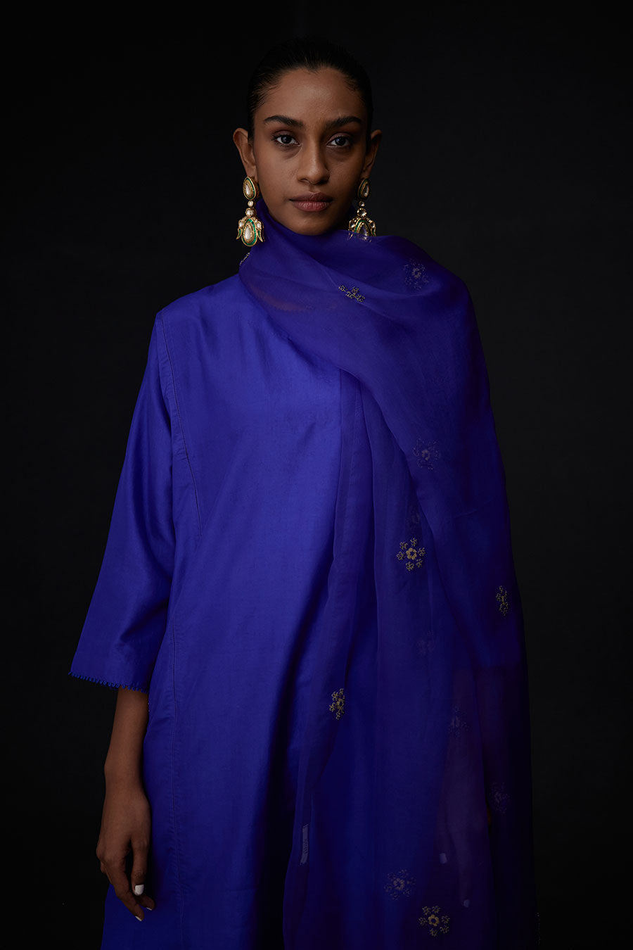 Persian Blue Embroidered Dupatta