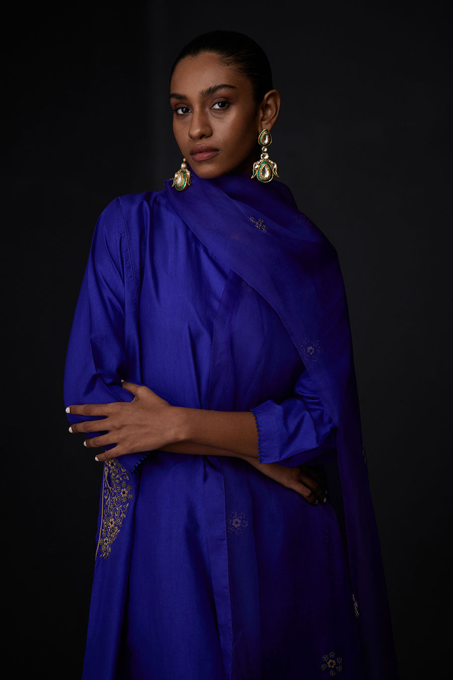 Persian Blue Embroidered Dupatta