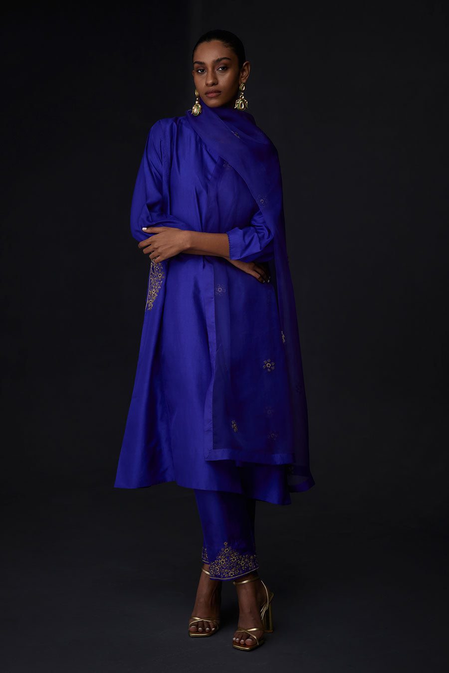 Persian Blue Embroidered Dupatta