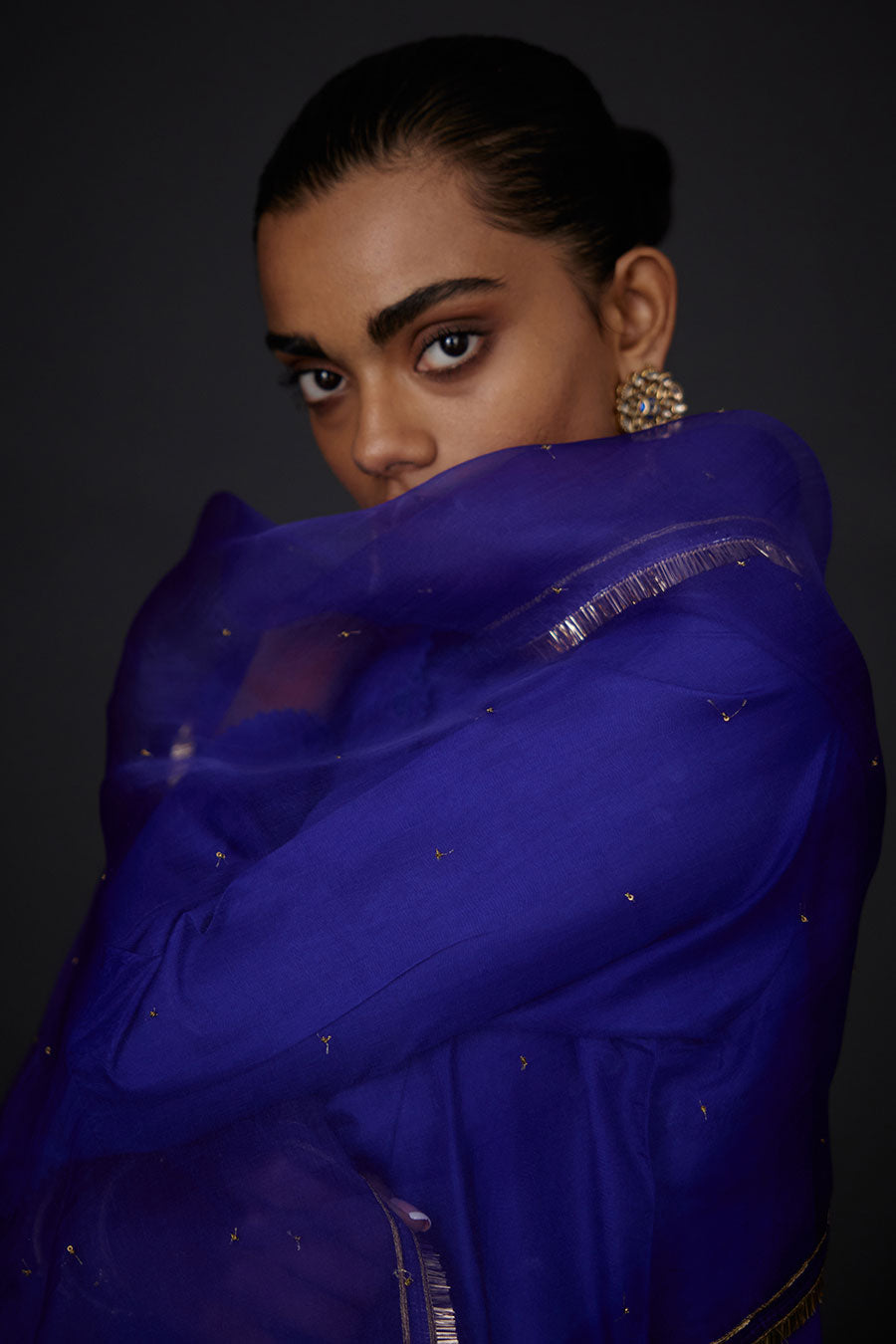 Persian Blue Embroidered Dupatta