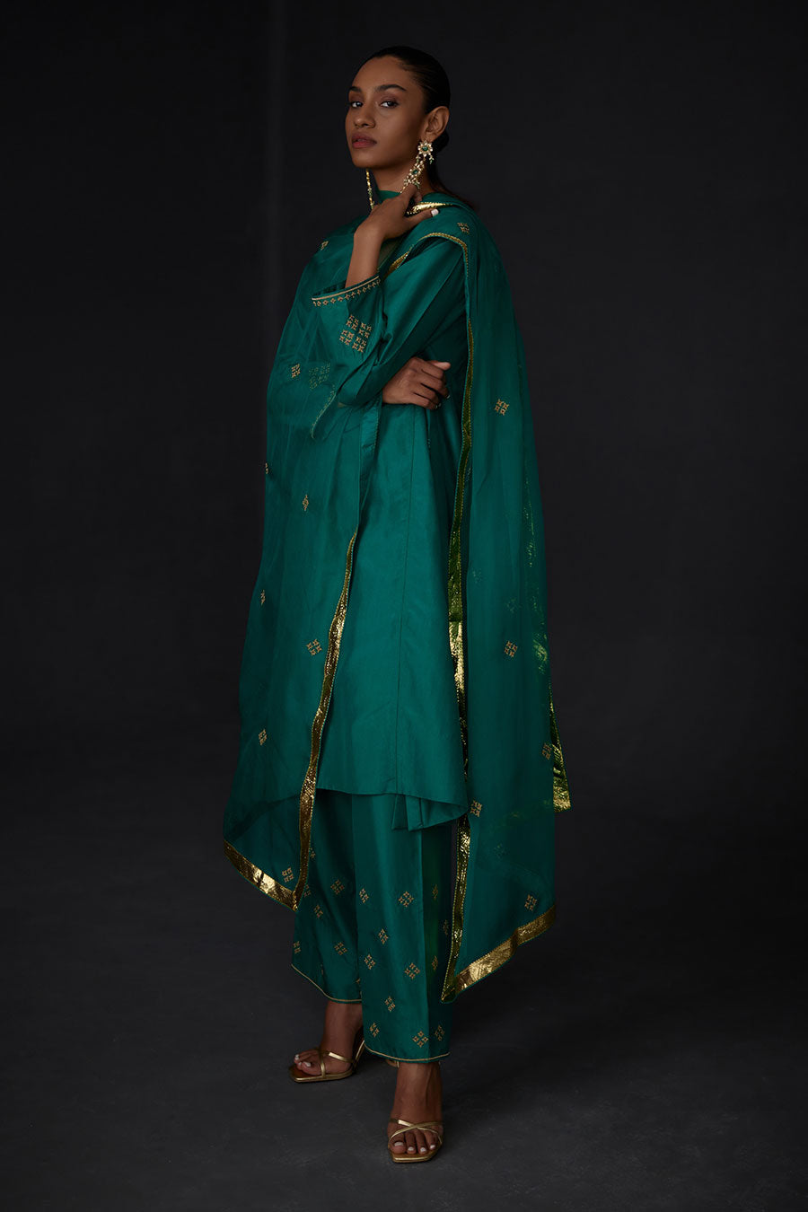 Green Embroidered Dupatta