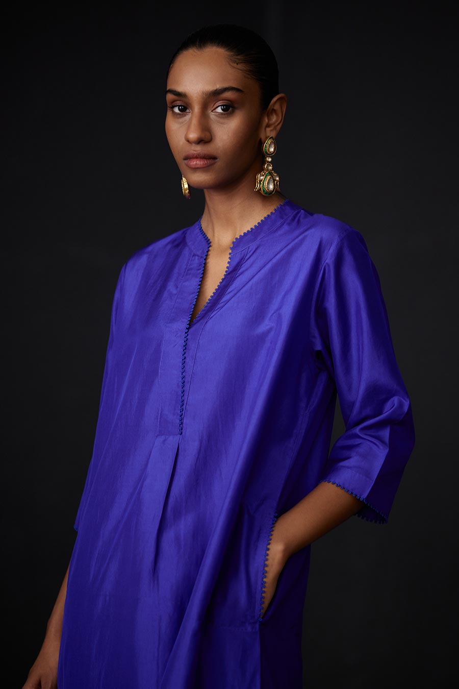 Persian Blue Tunic & Embroidered Pant Set