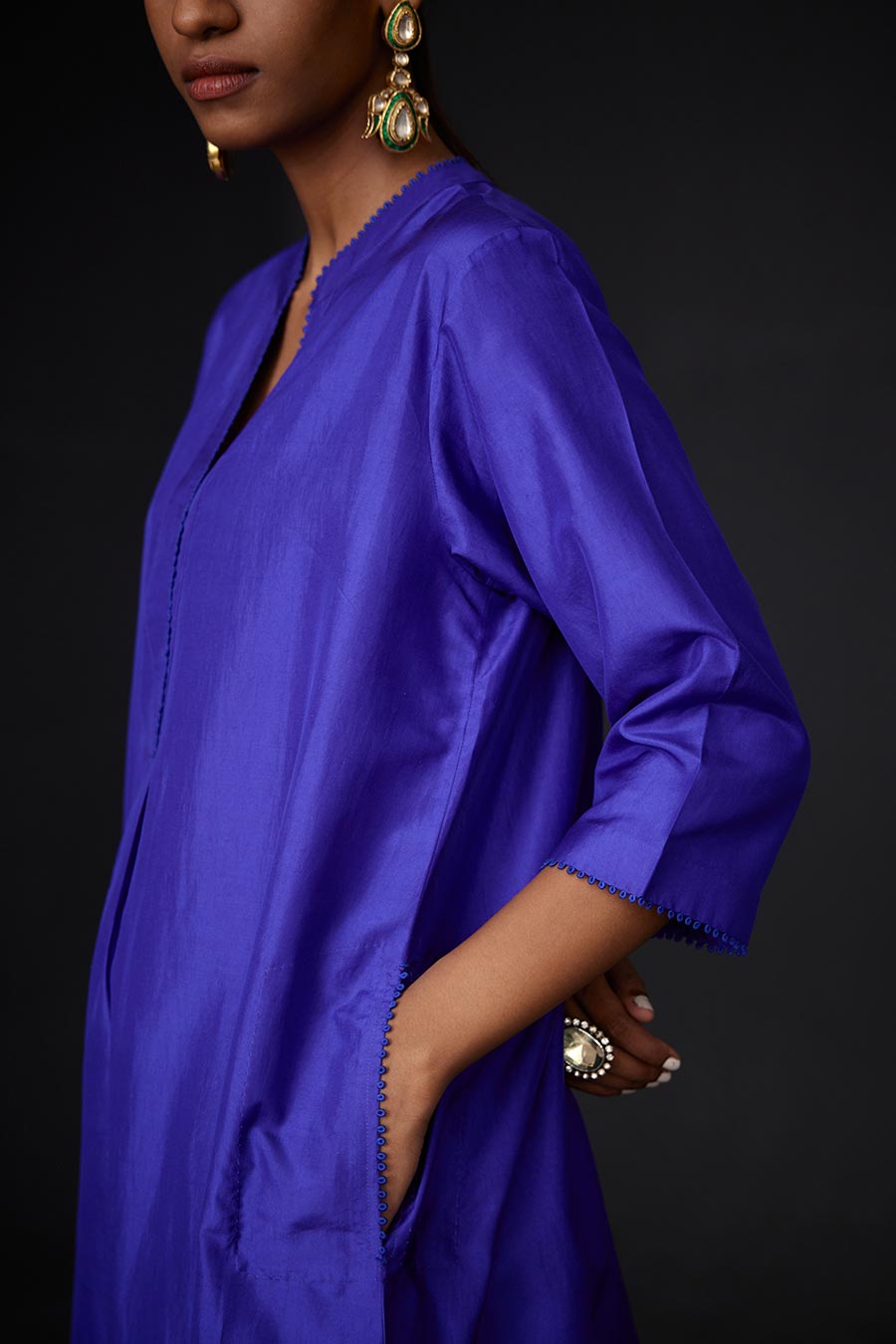 Persian Blue Tunic & Embroidered Pant Set