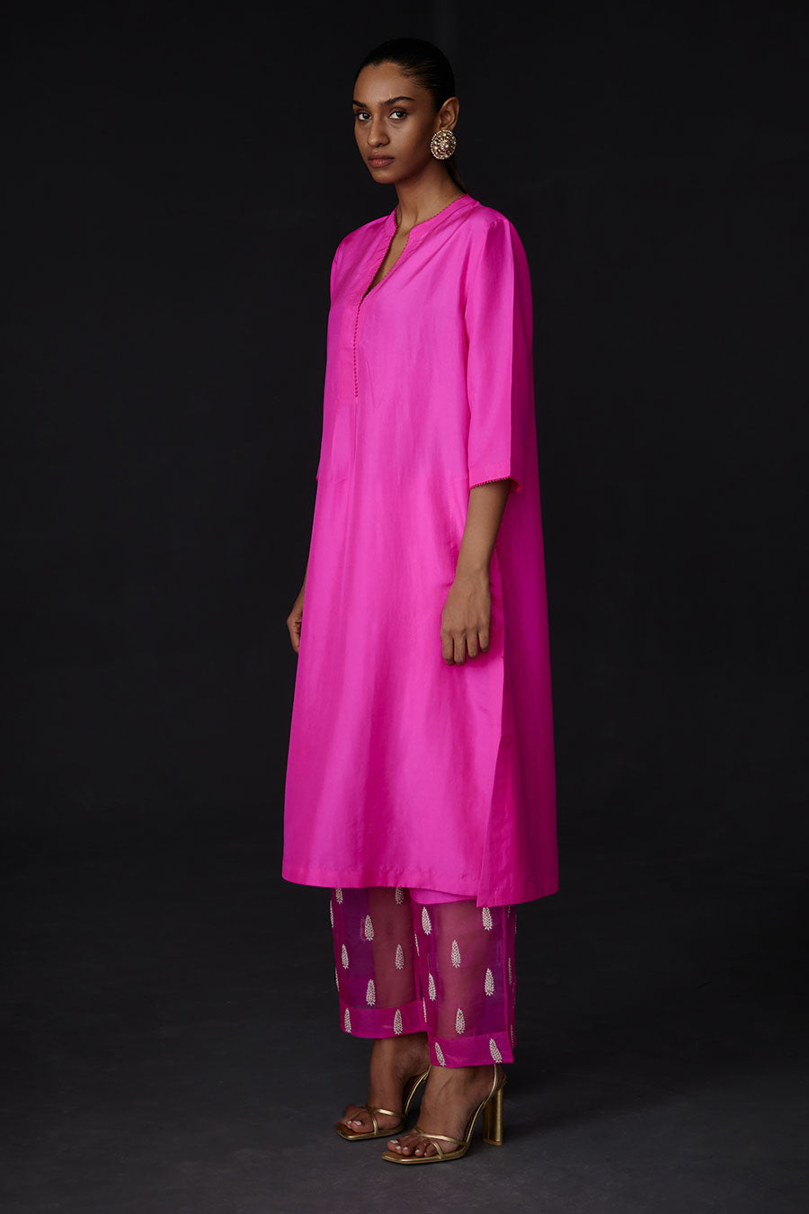 Pink Kurta & Embroidered Pant Set