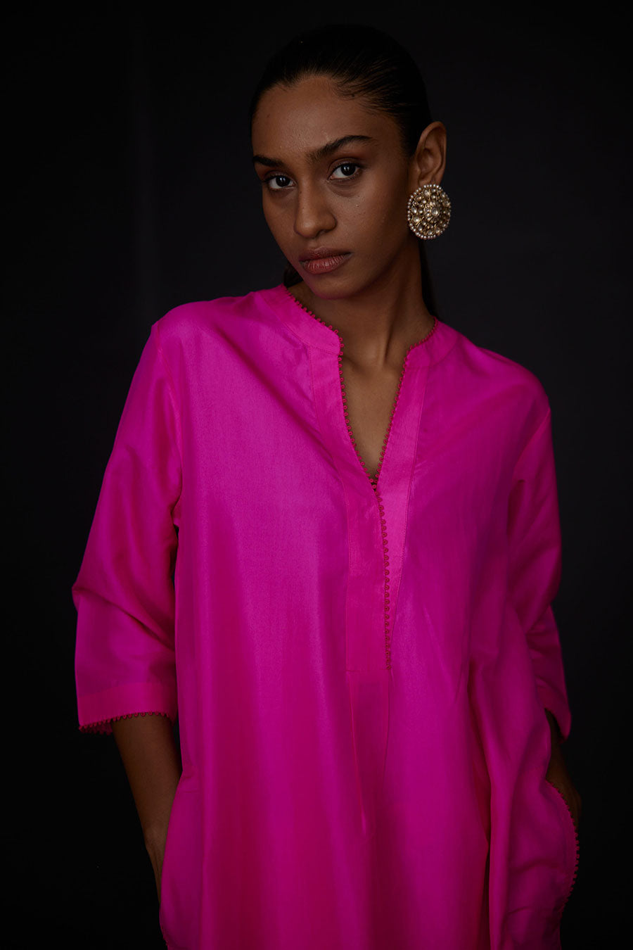 Pink Kurta & Embroidered Pant Set