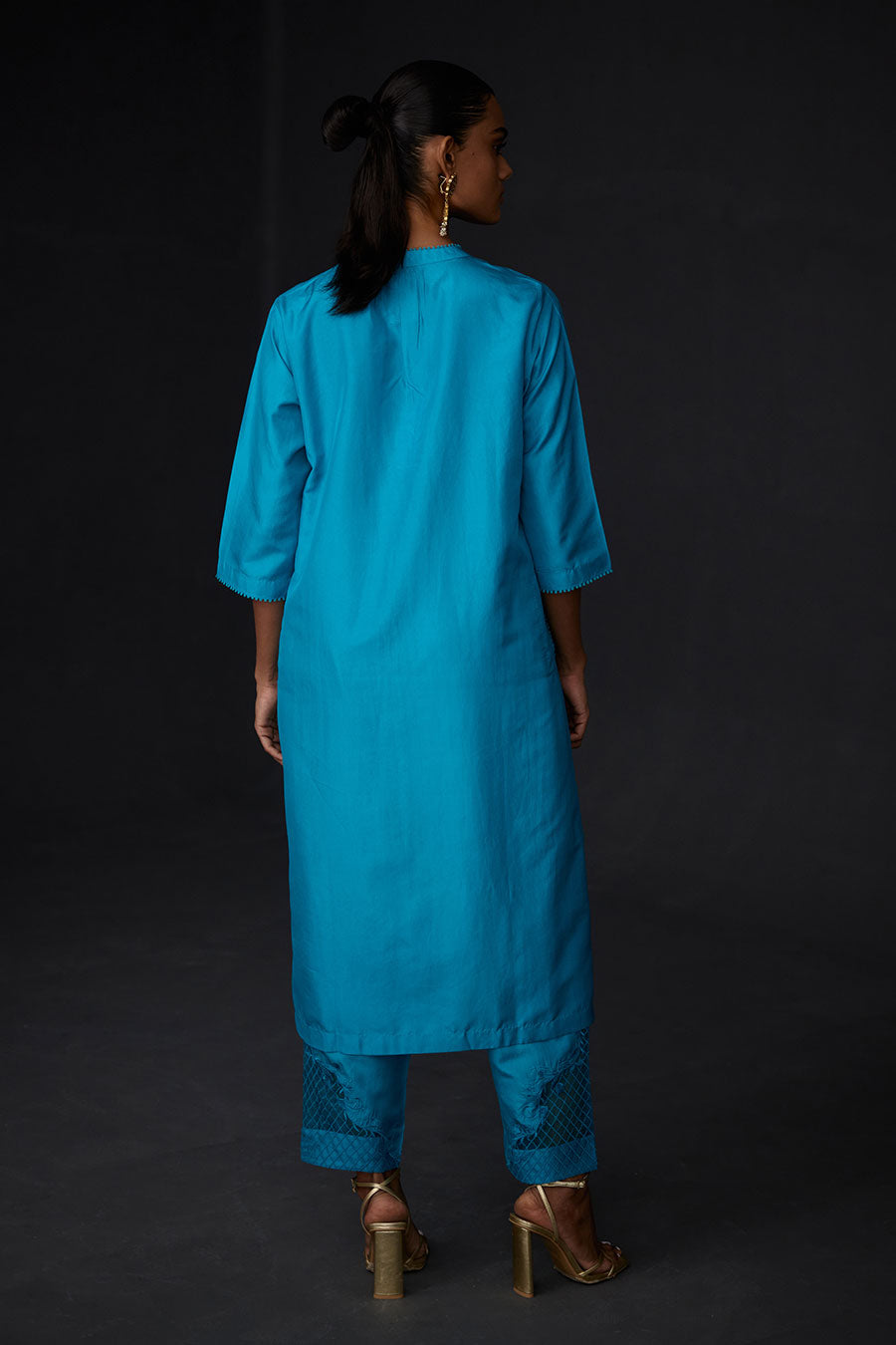 Turquoise Blue Kurta & Embroidered Pant Set