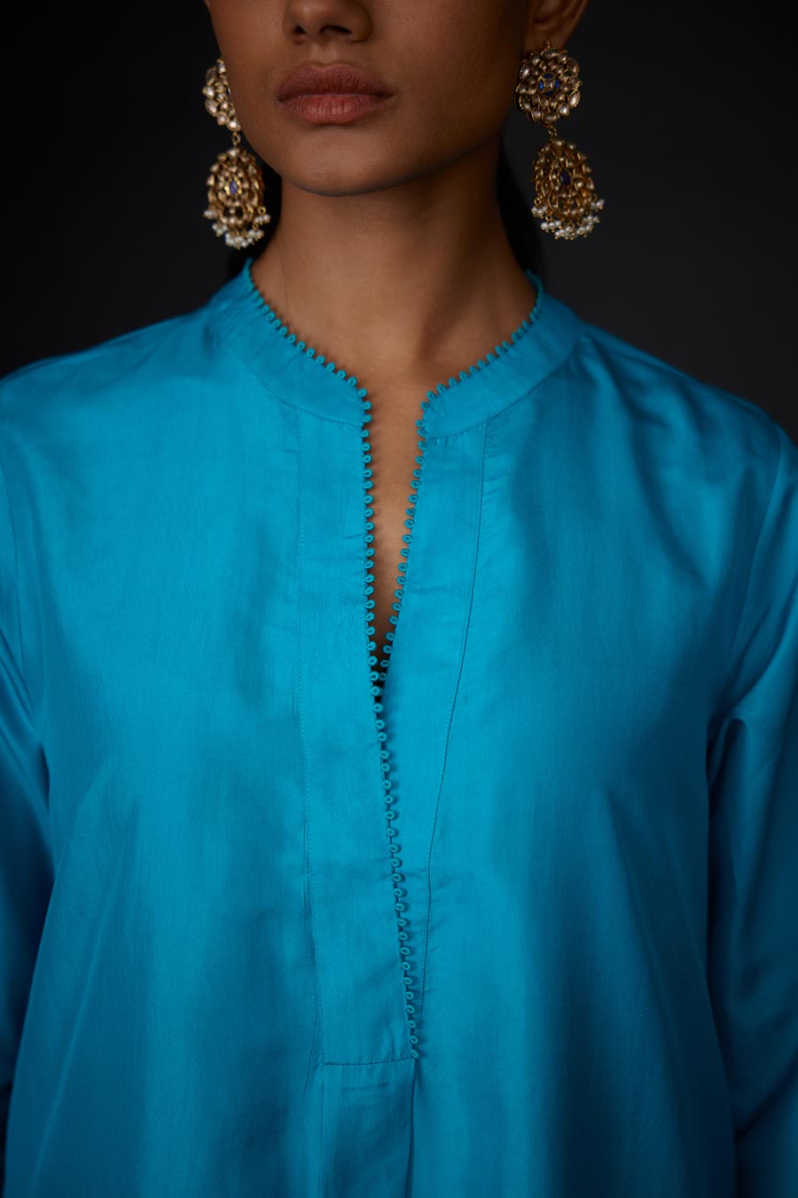 Turquoise Blue Kurta & Embroidered Pant Set