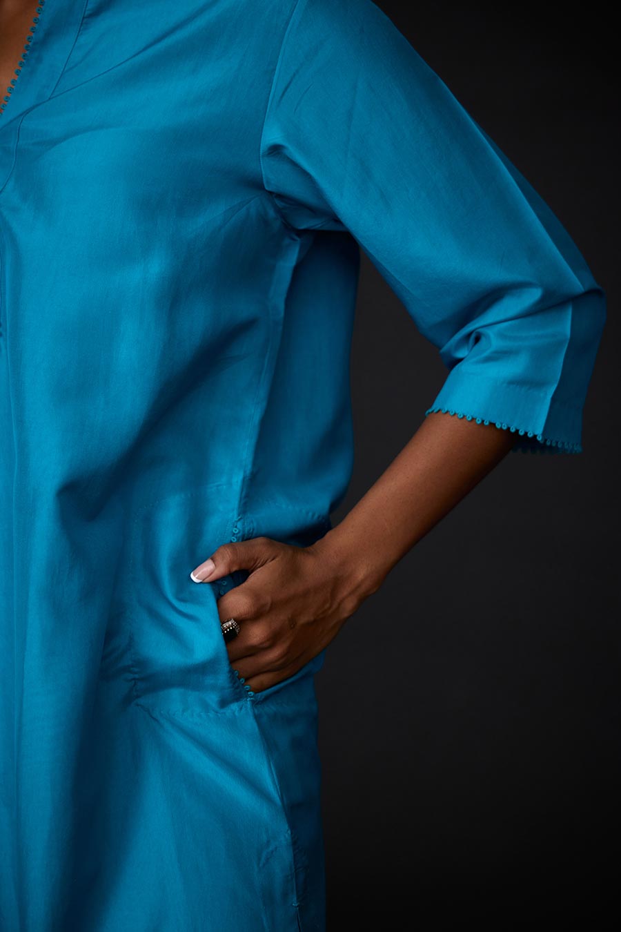 Turquoise Blue Kurta & Embroidered Pant Set