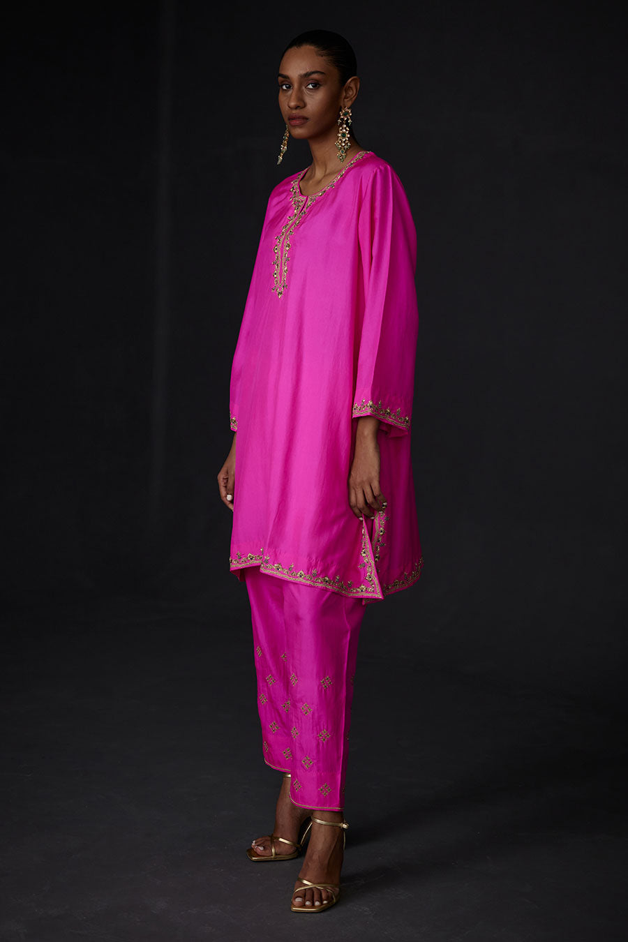 Pink Embroidered Kurta & Pant Set