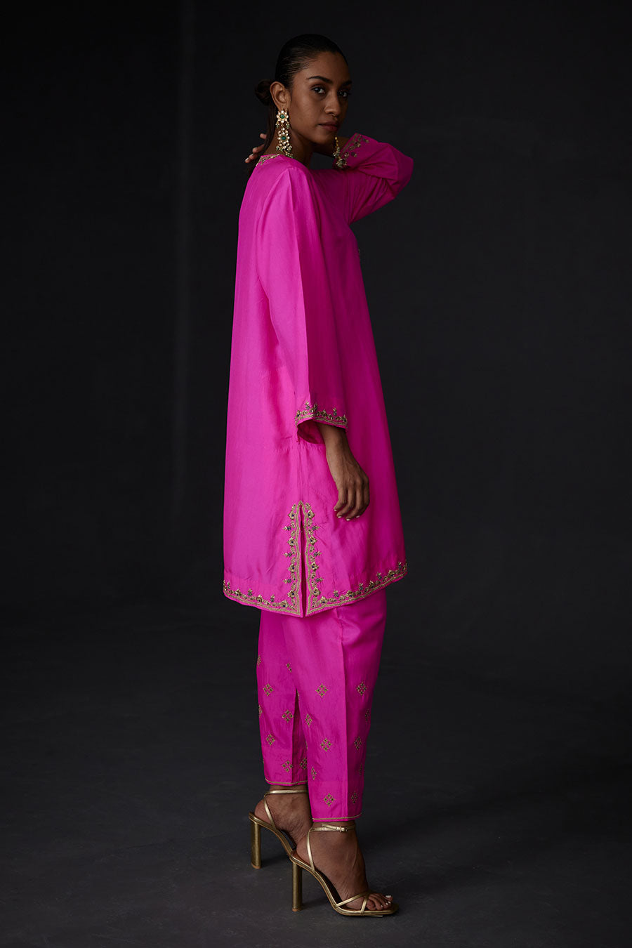 Pink Embroidered Kurta & Pant Set