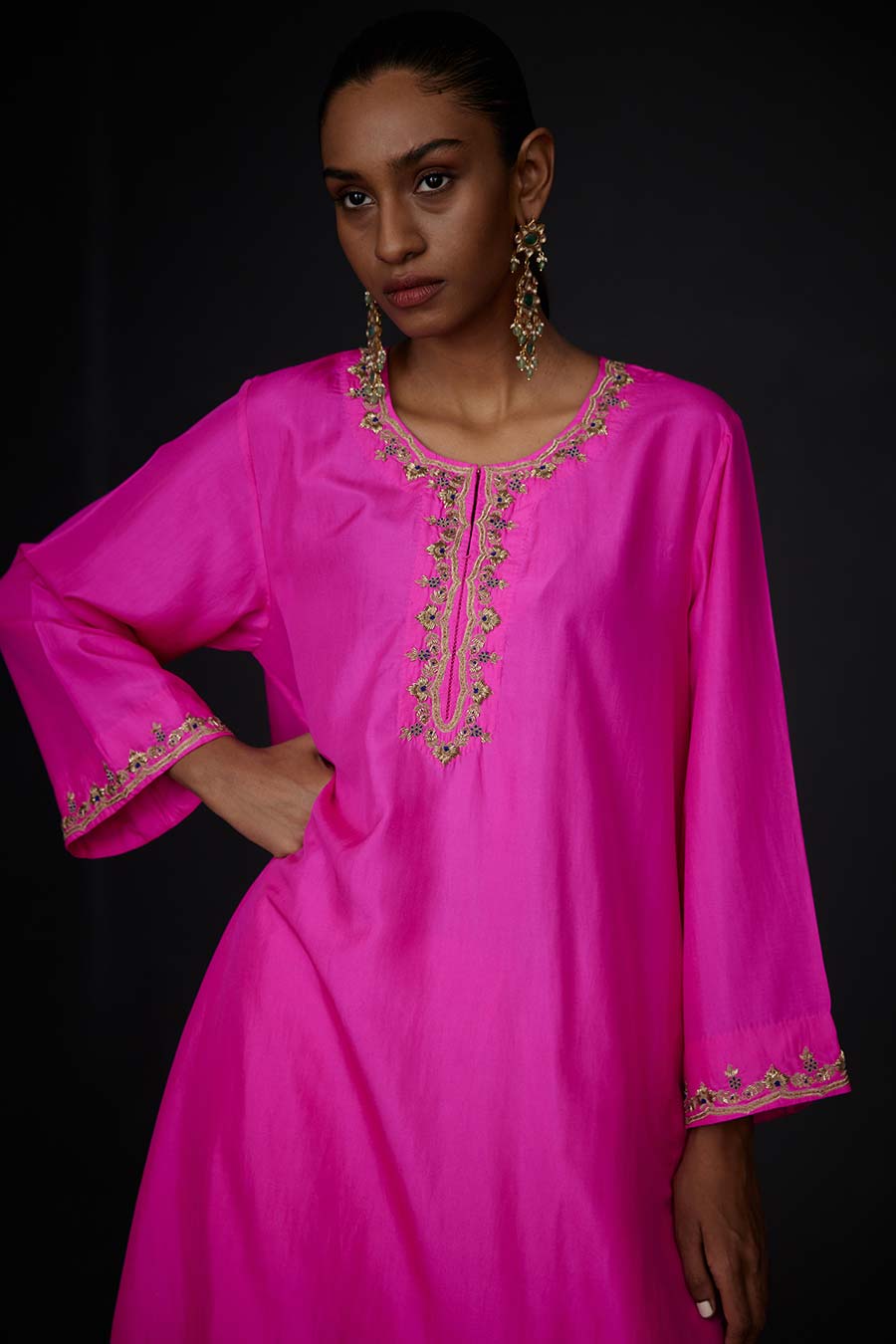 Pink Embroidered Kurta & Pant Set