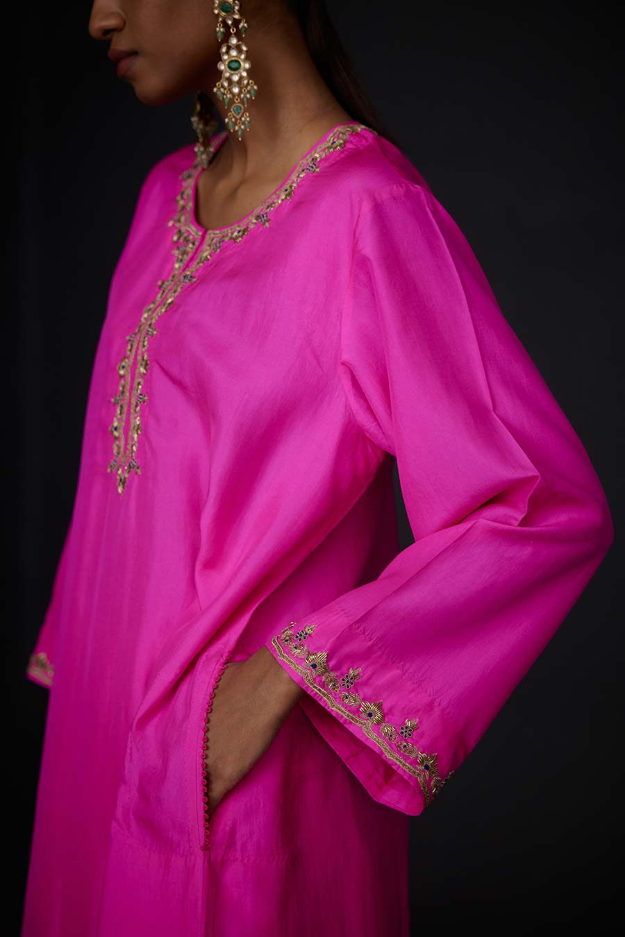 Pink Embroidered Kurta & Pant Set