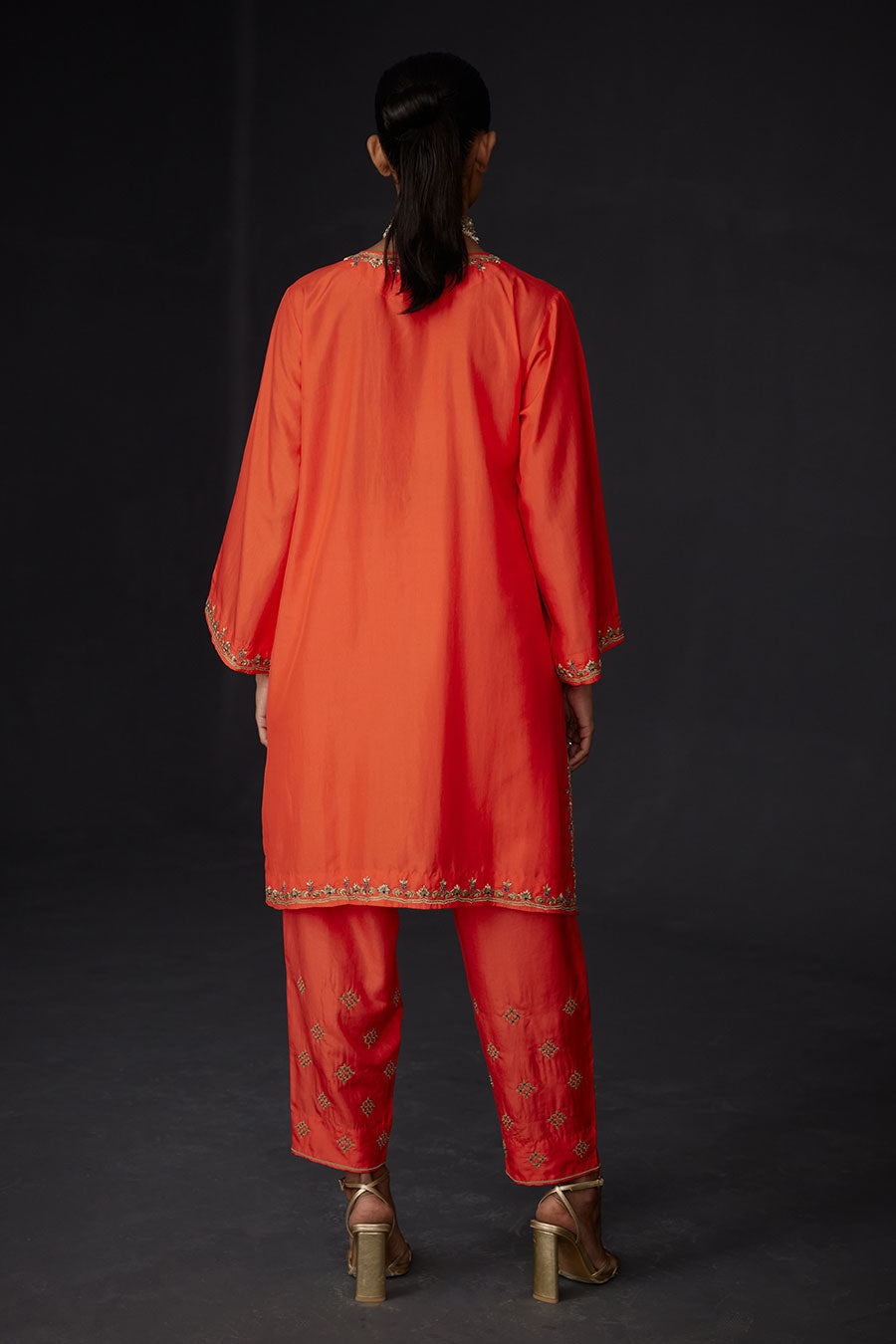 Scarlet Red Embroidered Kurta & Pant Set