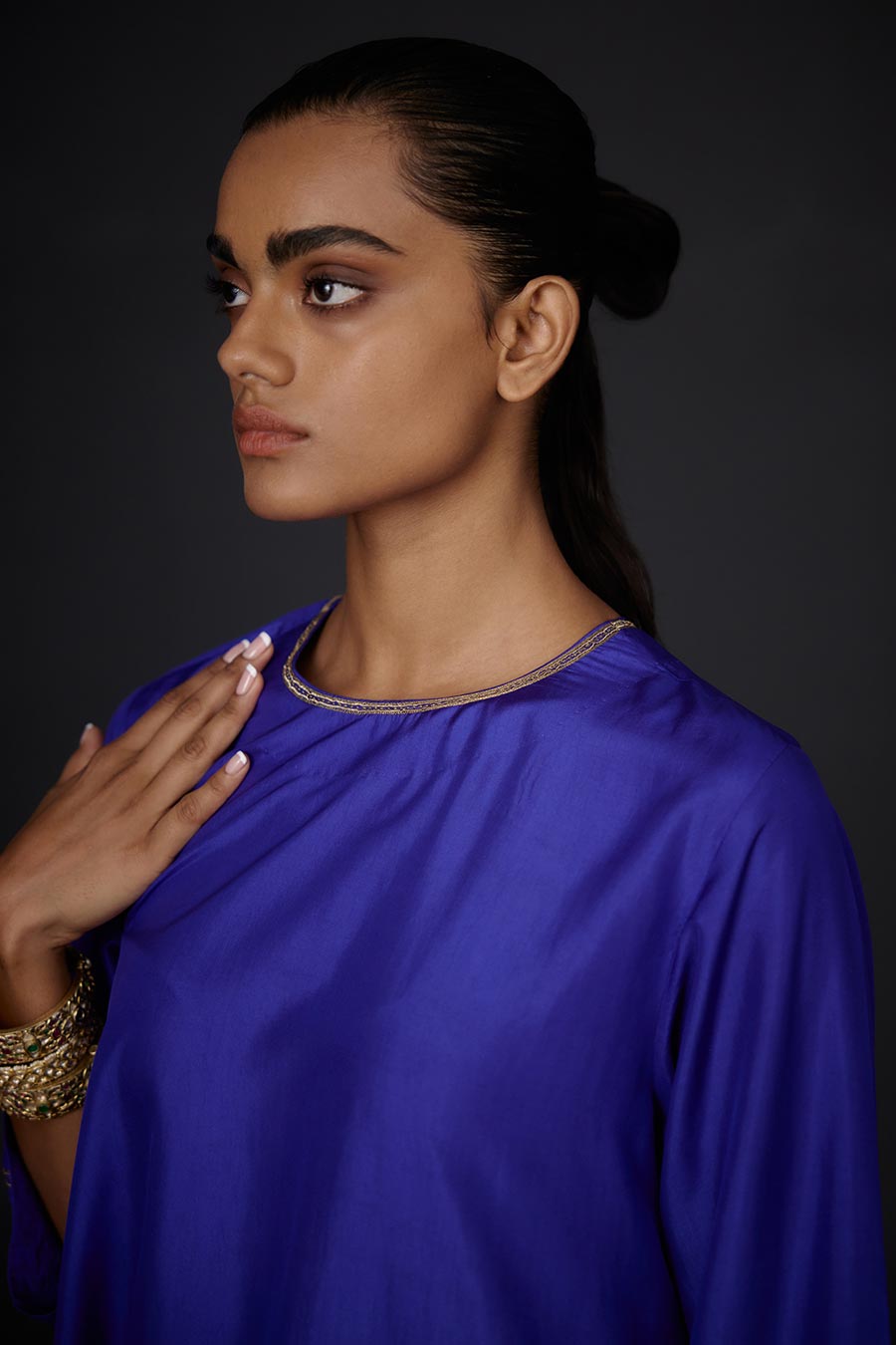 Persian Blue Embroidered Kurta & Pant Set