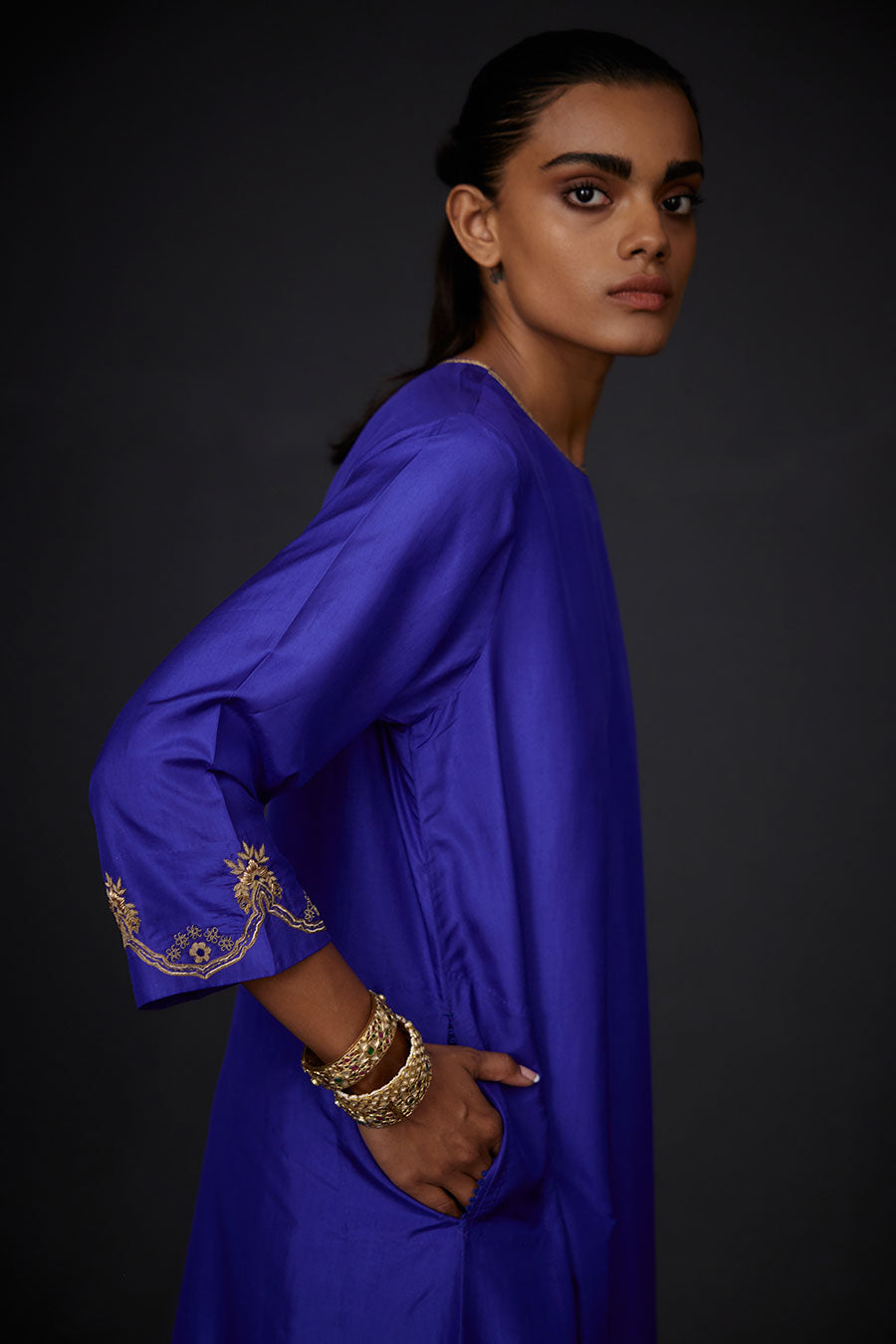 Persian Blue Embroidered Kurta & Pant Set