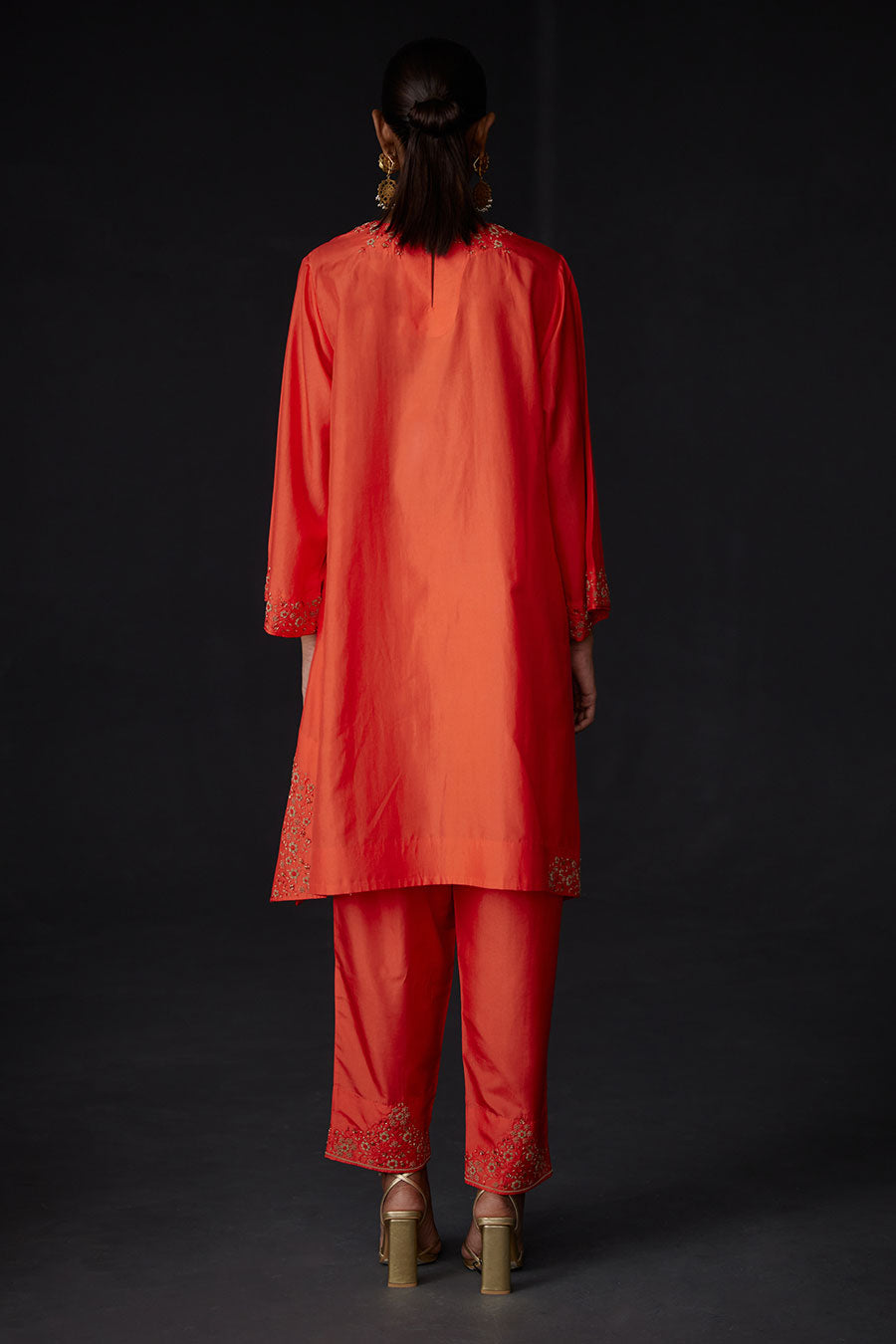Scarlet Red Embroidered Kurta & Pant Set