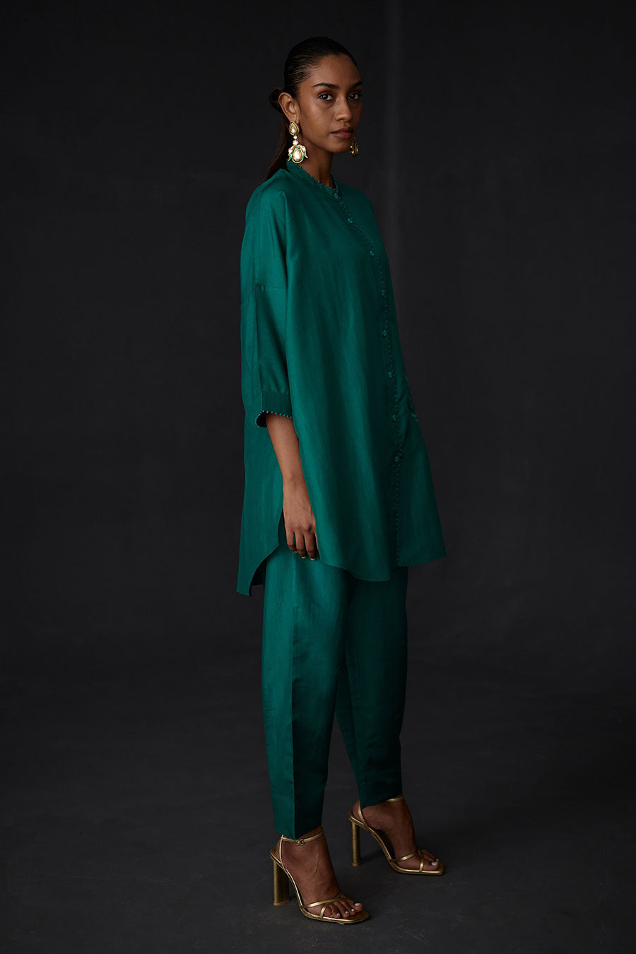 Green Embroidered Tunic & Pant Set