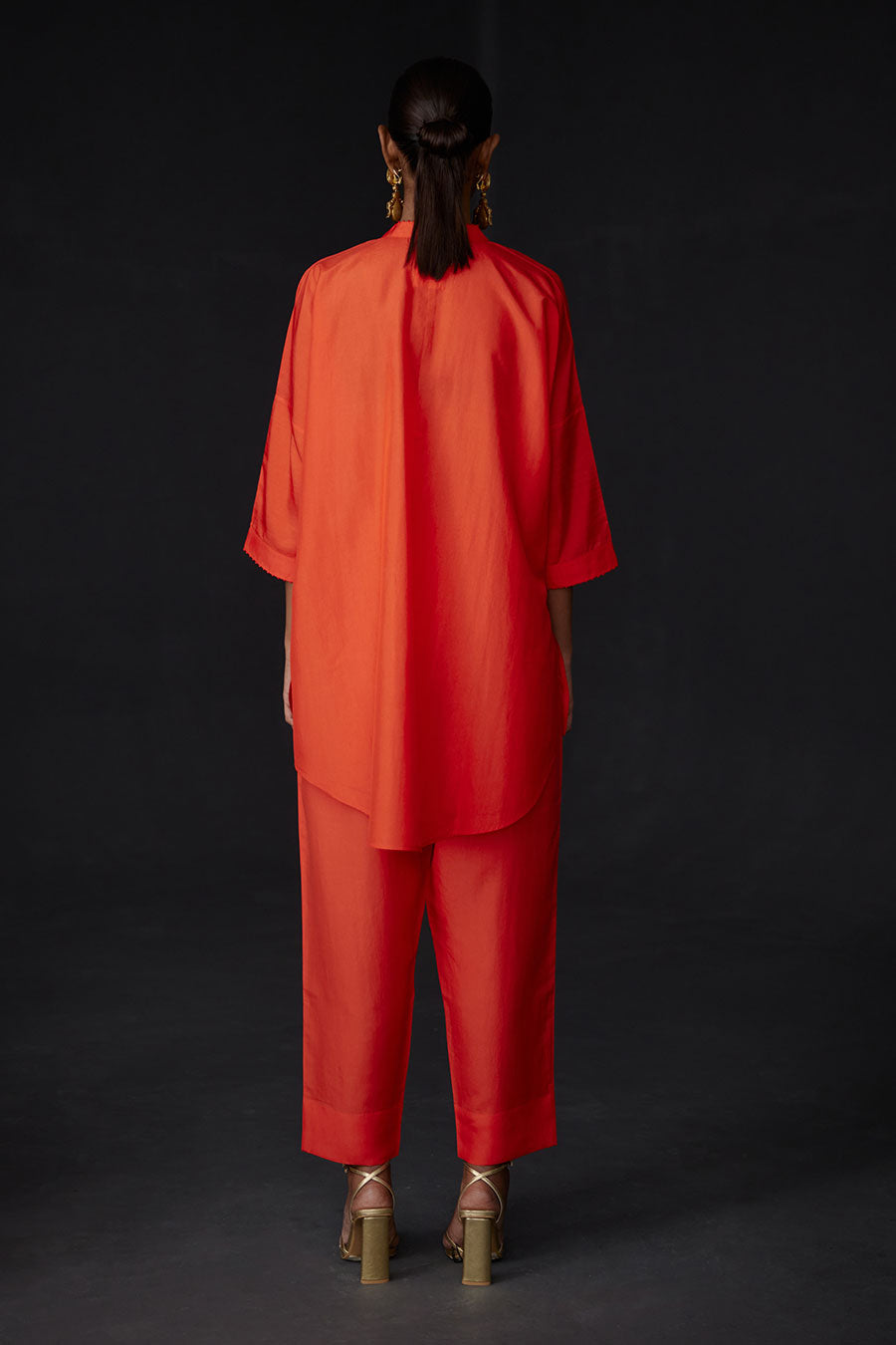 Scarlet Red Embroidered Tunic & Pant Set