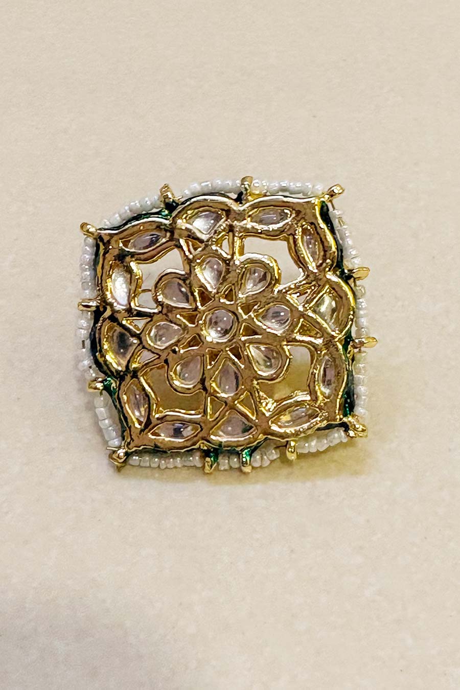 Zahra Square Kundan Statement Ring