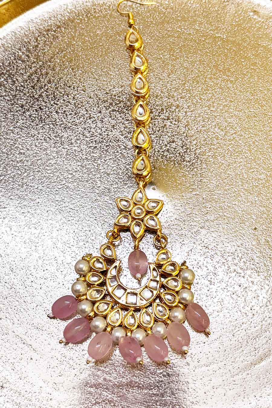 Rose Quartz Drop Maang Teeka