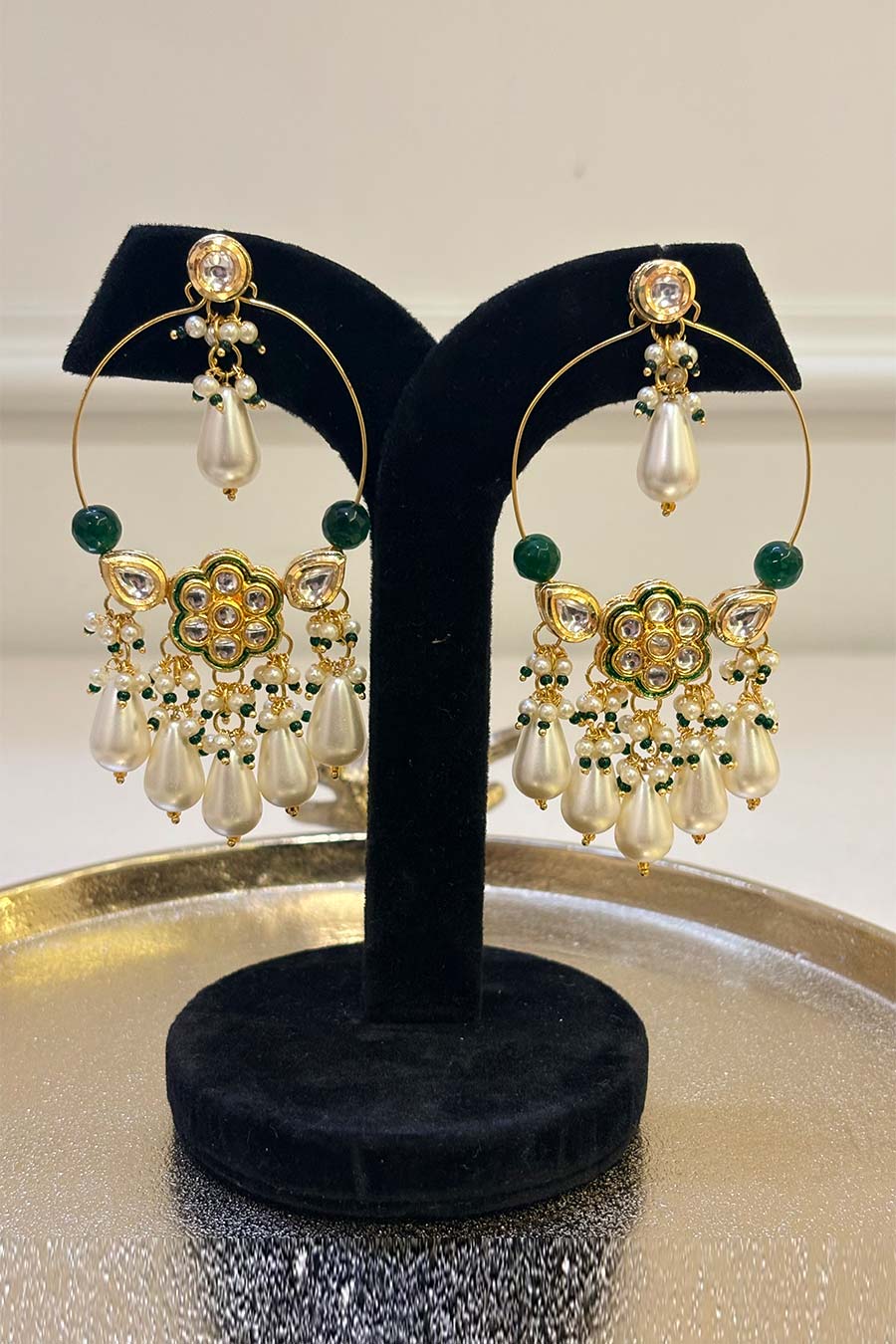 Meenakari Chandbali Kundan Hoop Earrings