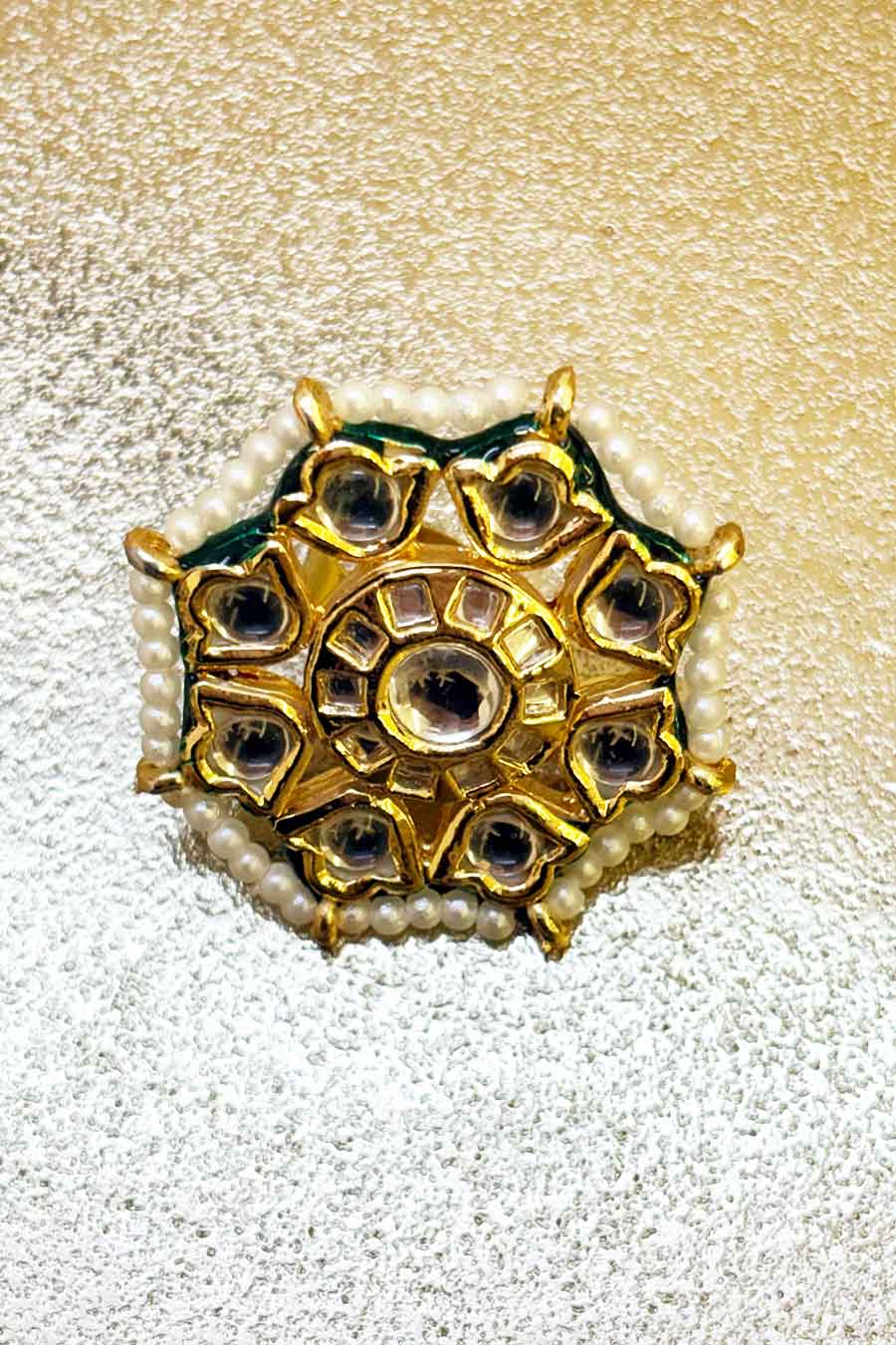 Kundan Octagon Cocktail Ring