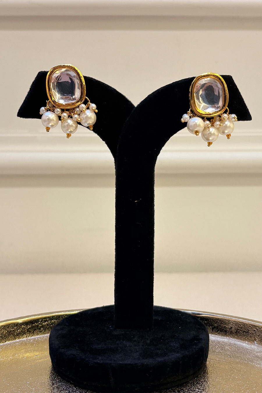 Classic Kundan Studs with Pearl Drops