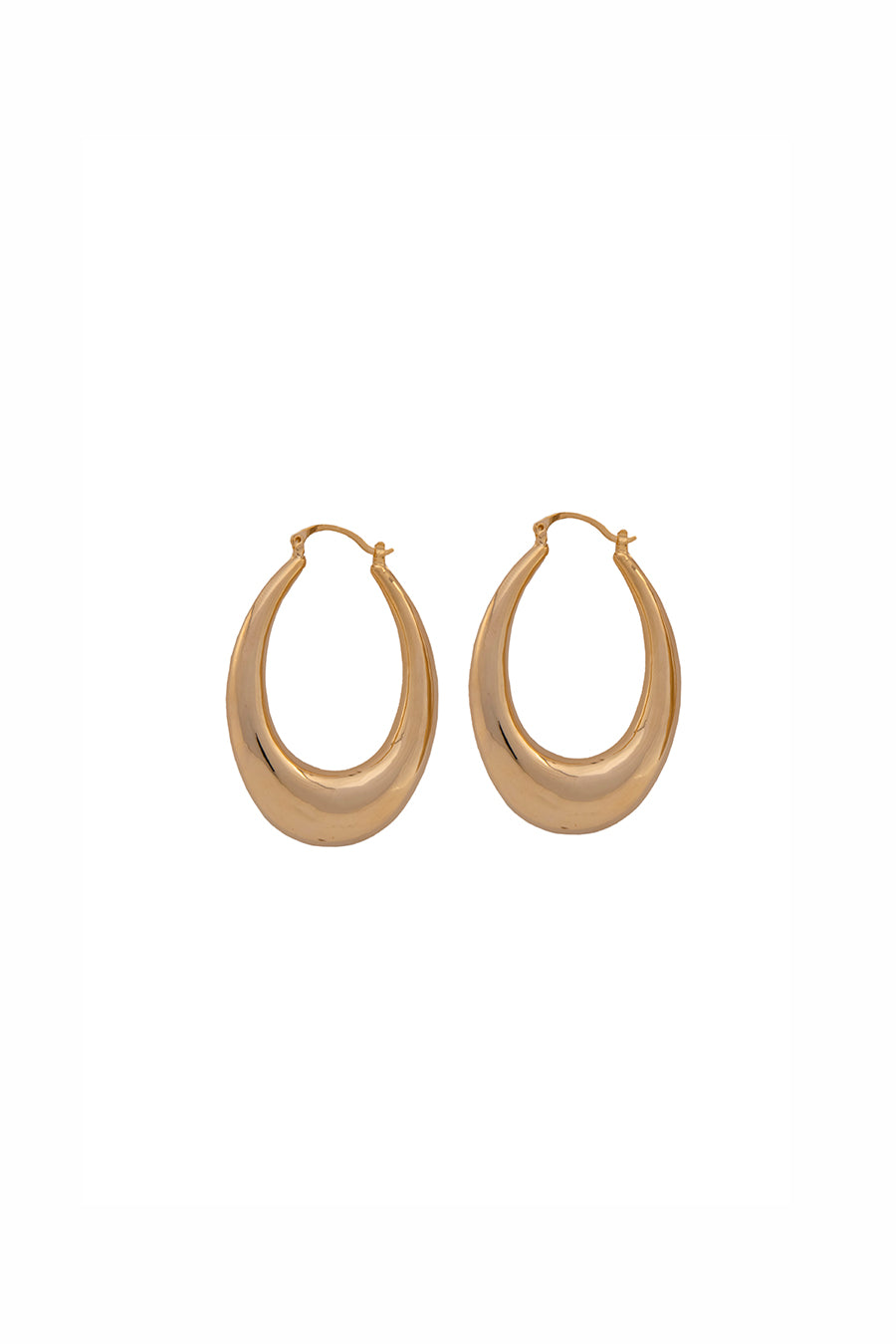 Gold Finish Oval Shape Hoops Earrings