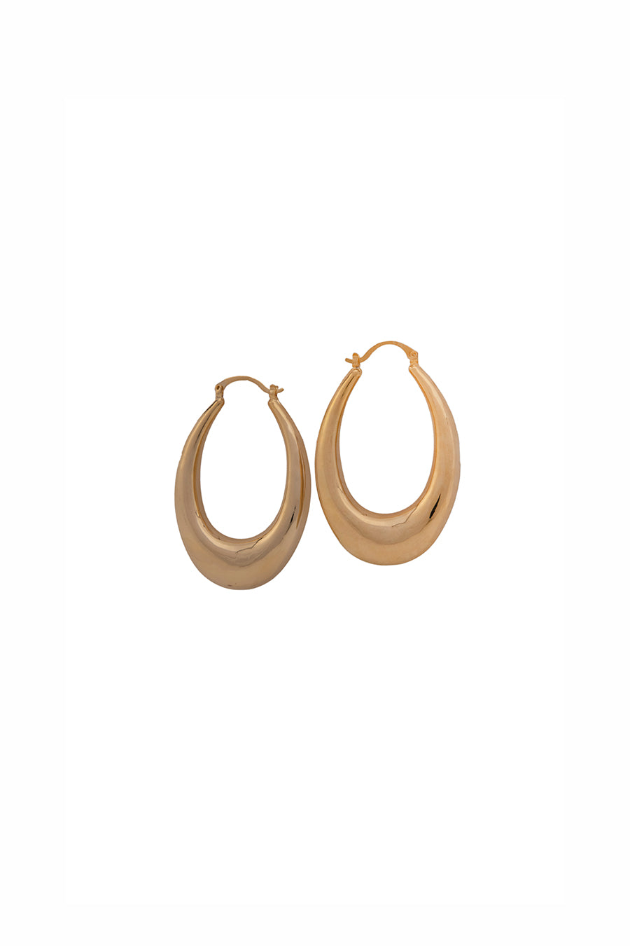 Gold Finish Oval Shape Hoops Earrings