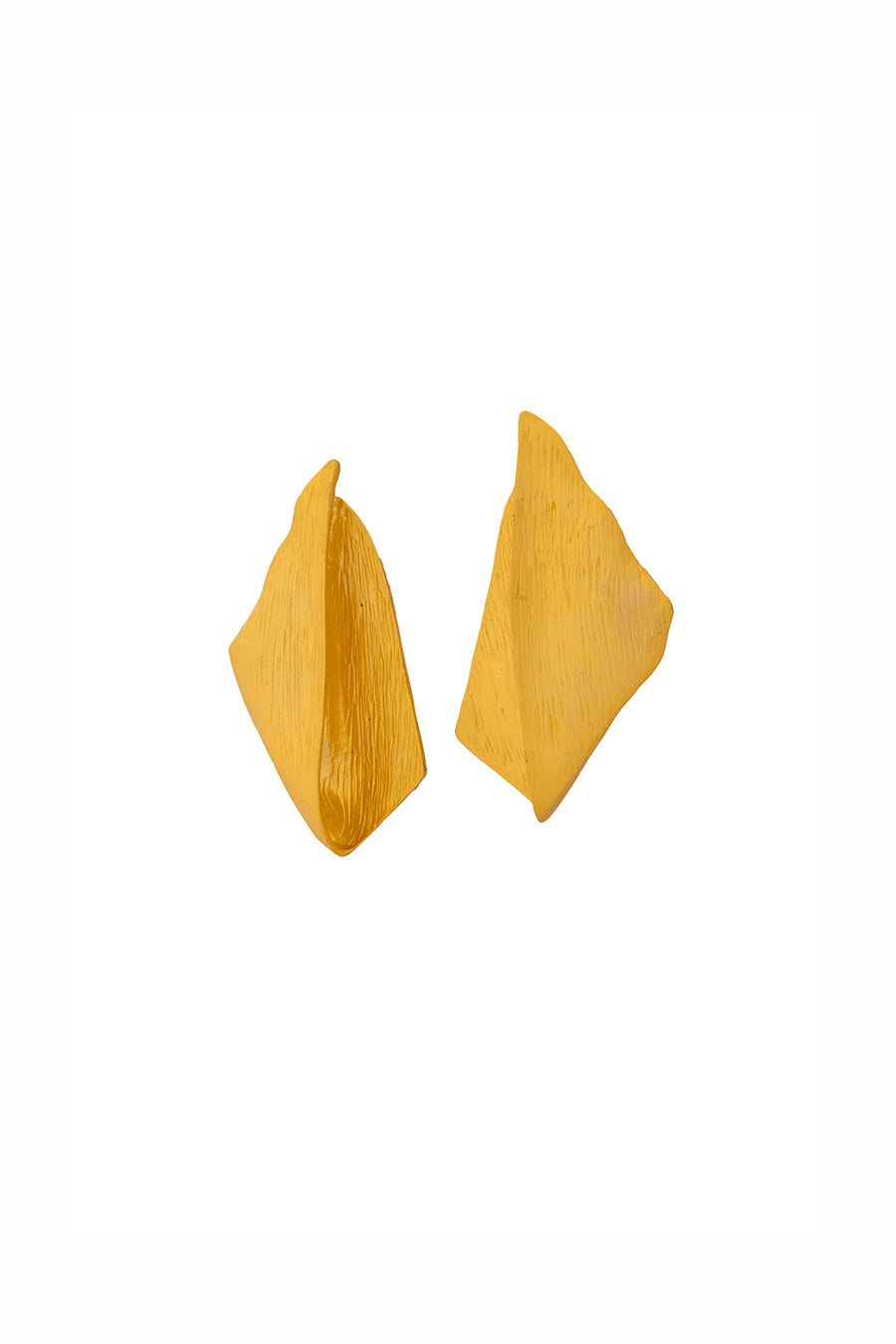 Gold Finish Antique Metallic Leaf Stud Earrings