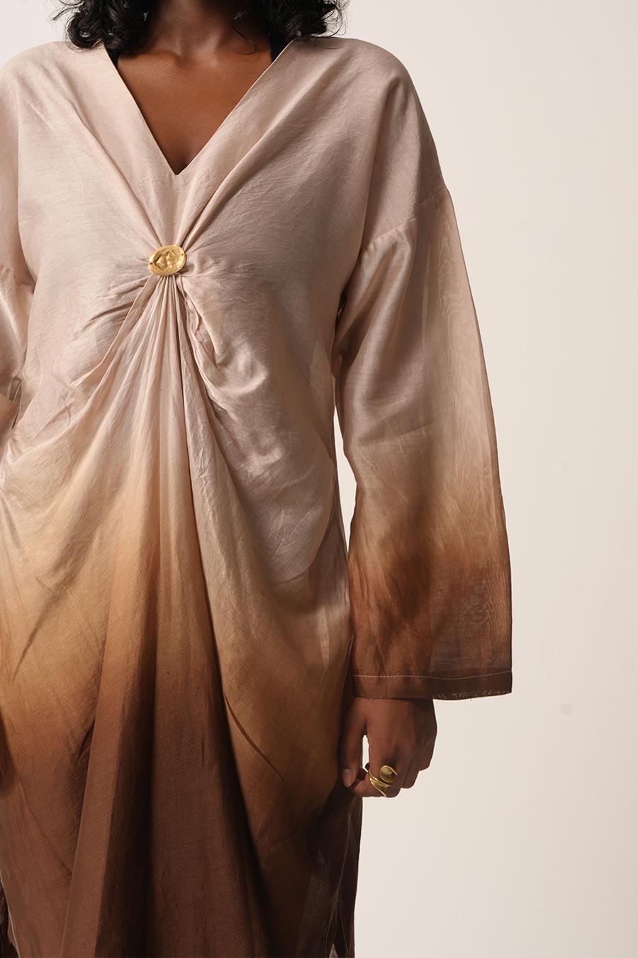 Mul Chanderi Ombre Hand-Dyed Ruched Dress